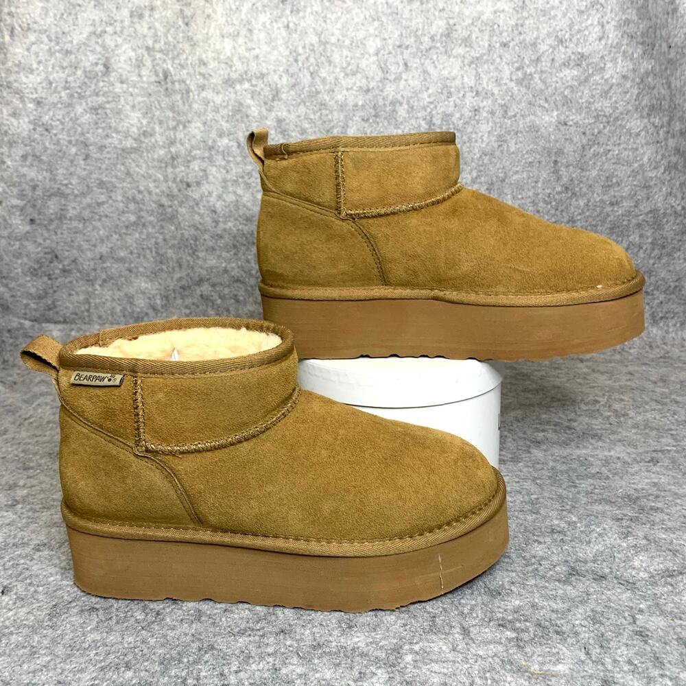 Bearpaw Retro Super Shorty Women's Boots 3051, Hickory, 8 Med, Great Condition